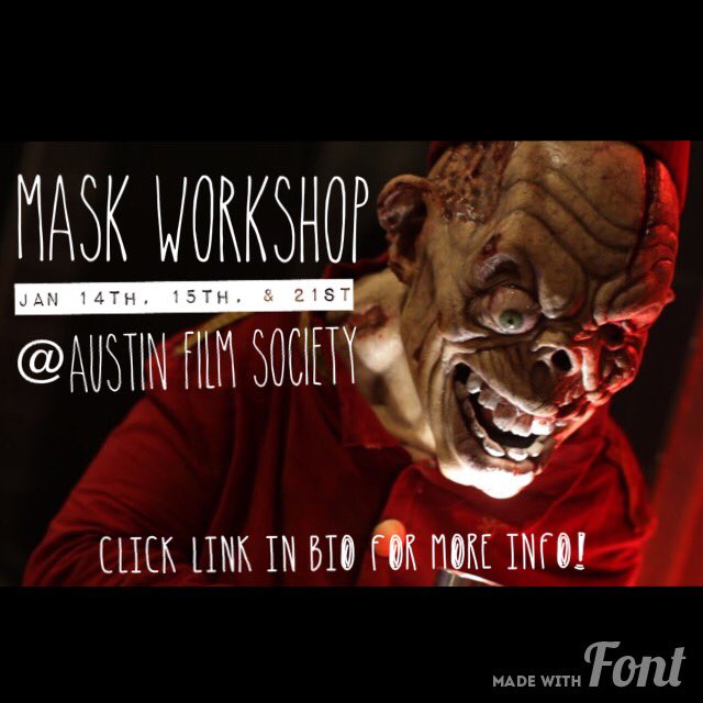 Only 5 seats left for my mask workshop with <a href="/austinfilm/">Austin Film Society</a> ! Click link in bio for ticket prices and more info! 👹👹👹