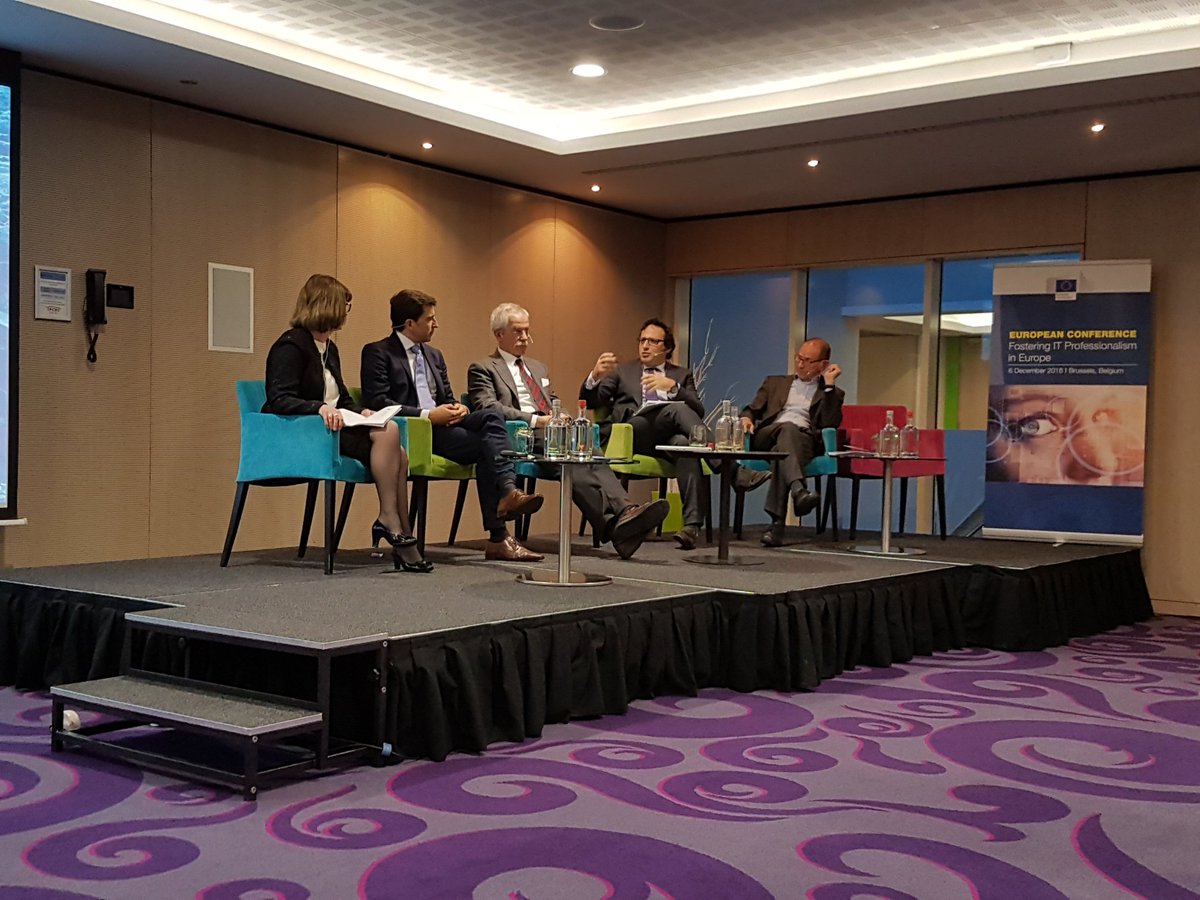 ITprofEU's tweet photo. Panel discussion about the lessons learned today and during the implementation. #Collaboration is key #ITProfConf16 https://t.co/Ysk9xg8krT