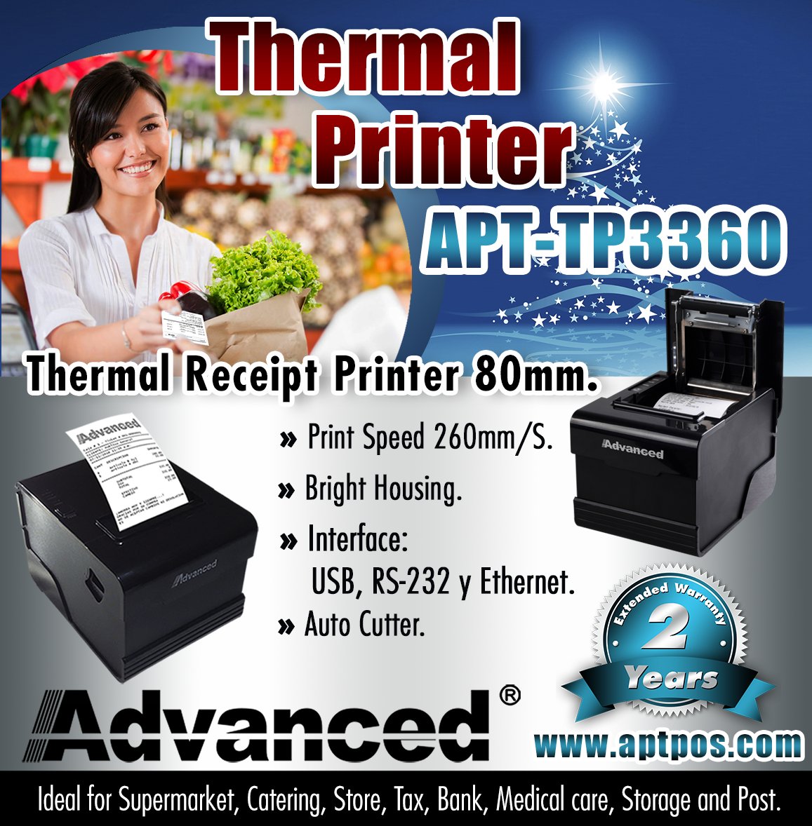 Thermal Receipt Printer 80mm APT-TP3360 #Advanced aptpos.com/en/apt-tp3360/…