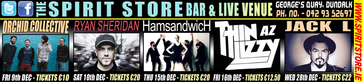 SpiritStore's tweet photo. #ComingSoon @WeAreOrchid @RyanSounds @Ham_Sandwich #thinazlizzy @jackllukeman Tix from bar, spiritstore.ie @mcateersfood @TicketmasterIre https://t.co/V2zkasva7s