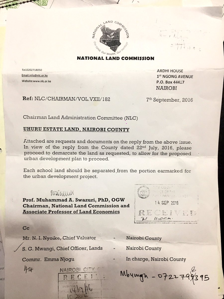 bonifacemwangi's tweet photo. Kidero &amp; Swazuri your plan to take 7.5 acres of Uhuru Secondary school land will fail. Expect resistance from 6000 residents! #TeamCourage https://t.co/nJs7LsU5Lj