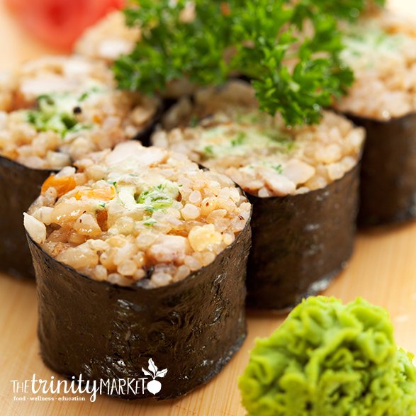 Brown Rice Sushi: Decadent or disgusting?  Weigh on our Facebook page! ow.ly/7WVR306RyZJ #newsytuesday #trinitymarket #saturday