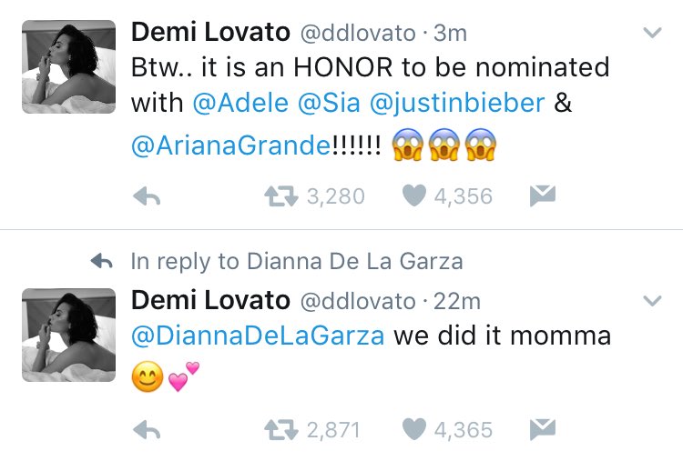 PopCrave's tweet photo. Demi Lovato reaction to her first ever #Grammys nomination is the cutest thing ever! So deserving!👏 https://t.co/r40FsjaE32