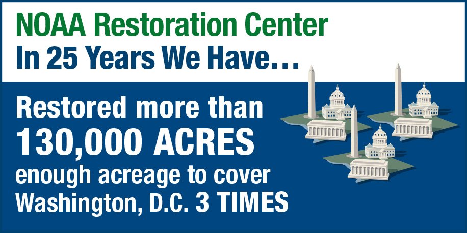 NOAAHabitat's tweet photo. With 3000+ projects under our belt, we've restored a LOT of habitat over the last 25 years #Restore25 https://t.co/TVC4kvSGaX https://t.co/rIRHuQnibU