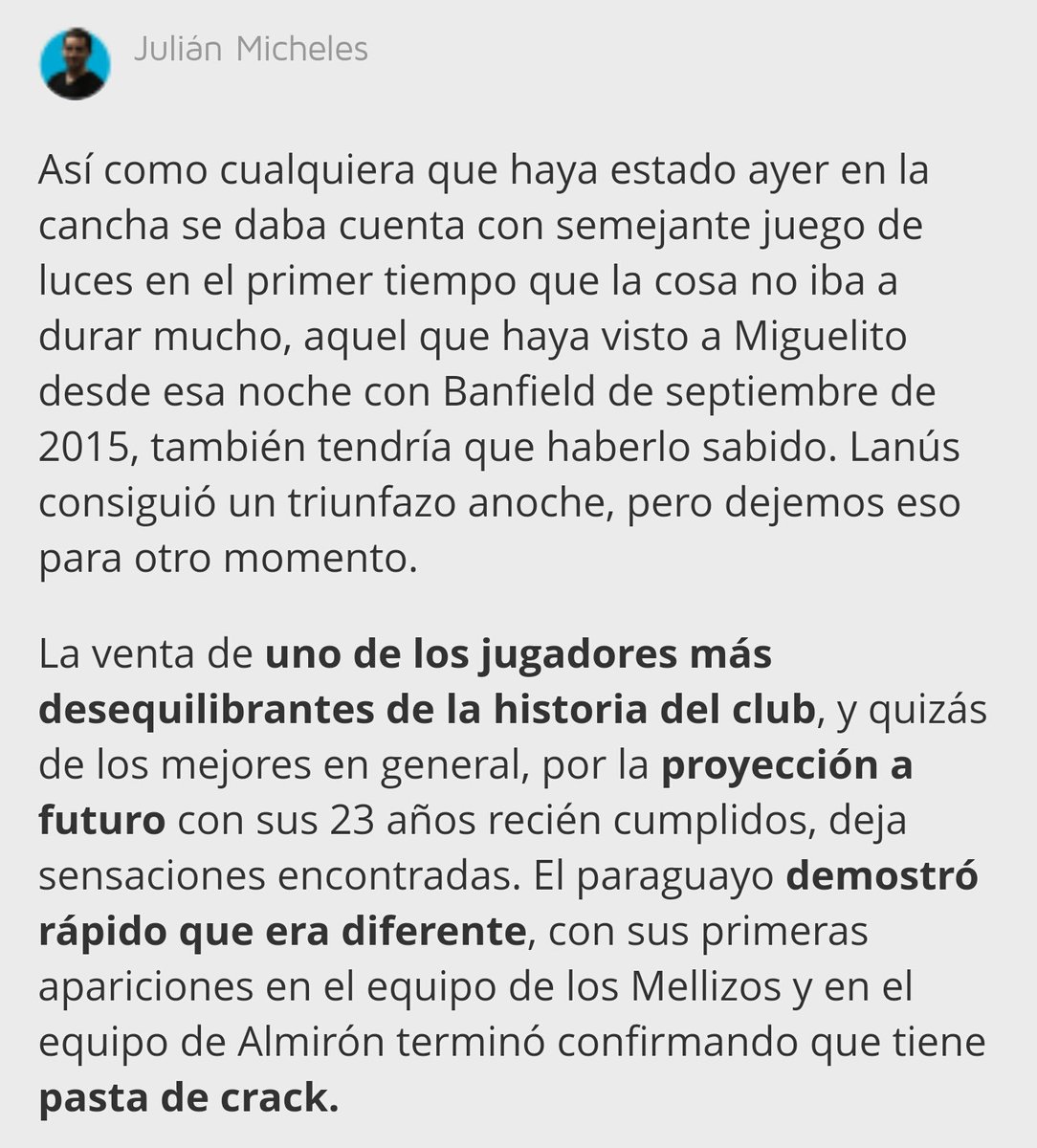 JuliMicheles's tweet image. Sensaciones de la salida de Almirón en la columna de #Lanús en @TyCSports. bit.ly/2he9RU4