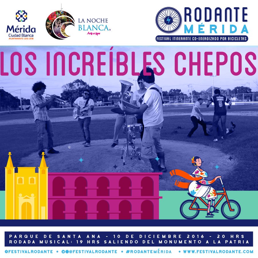 FestivalRodante's tweet photo. La Noche Blanca de @AyuntaMerida arranca a las 8:00pm y a esa hora en #RodanteMérida sonarán Los Increíbles Chepos.
¡Nos vemos el sábado! https://t.co/JsTbgDOH3v