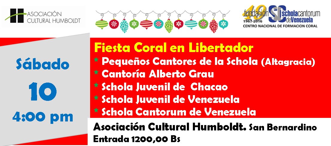 MGuinand_dir's tweet photo. Este fin de semana seguimos nuestra Fiesta Coral, acompáñanos!!
10/12 4:00 pm @Asohumboldt  11/12 11:00 am @CculturalChacao  . https://t.co/ksKRbePyCU