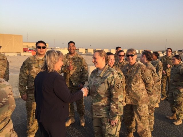 GovMaryFallin's tweet image. Ending the day in Southwest Asia visiting with more of our brave Oklahomans who are giving up so much for our Country!