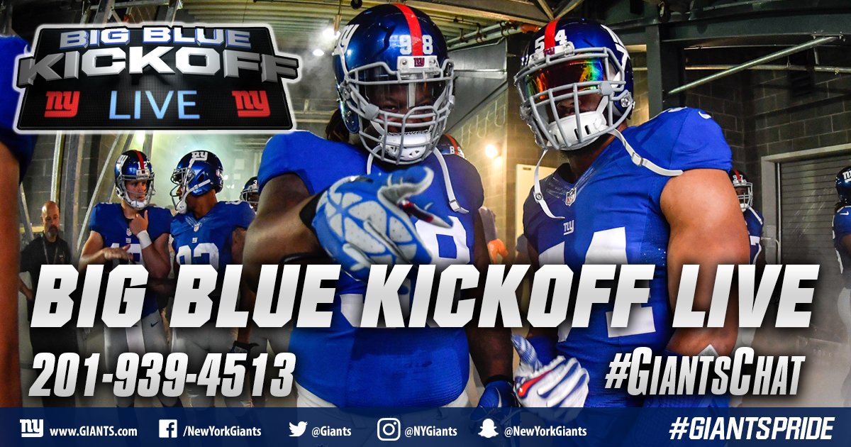 Big Blue Kickoff Live will air at 12:00 PM ET on Giants.com  and Giants App! #GiantsChat https://t.co/sxzDYOlrZb