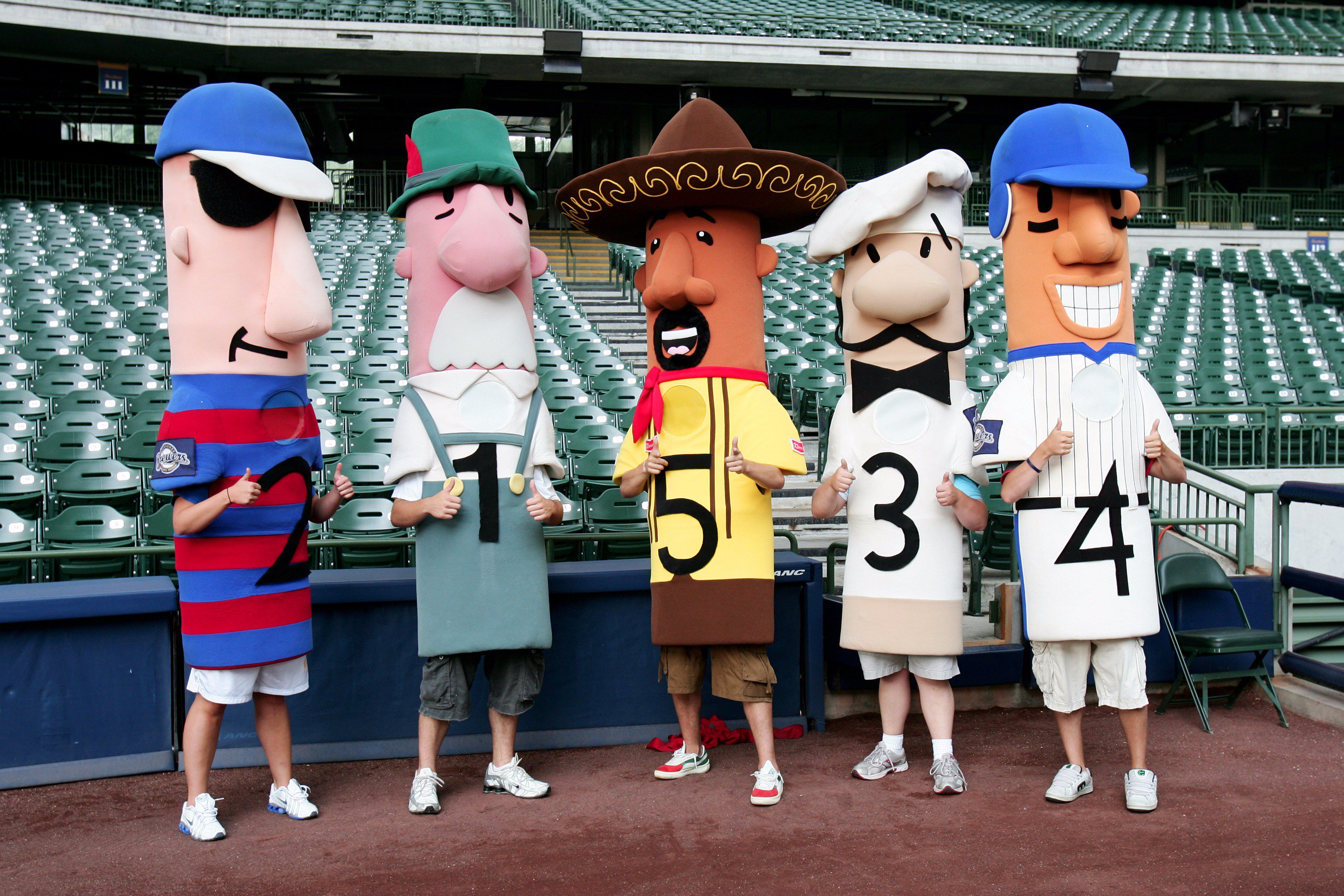 The sausage race at American Family Field! @brewers #brewers #brewersb