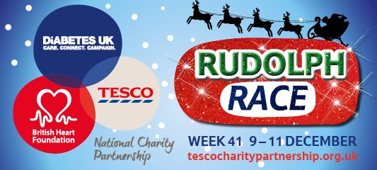RhysDUKBHF's tweet image. Help our @Tesco colleagues race Rudolph to the finish line and raise money for @DiabetesUK &amp;amp; @TheBHF this weekend #RudolphRace