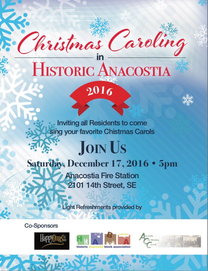 happyoursdc's tweet photo. Caroling in Historic Anacostia! Heck Yea!! Get that vibrato ready and JOIN US for some holiday cheer! 🎶🎶 #wearethevillage #buildingcommunity https://t.co/wtoPkKg1zb