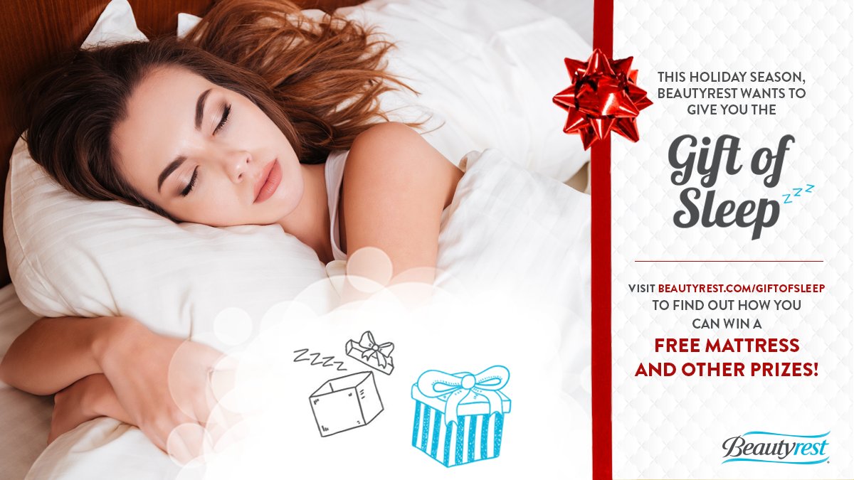 Beautyrest's tweet photo. We want to give YOU the gift of sleep this holiday season. Enter now for a chance to win a free mattress: https://t.co/a1p1pomTZj https://t.co/JVdoYOuFIe