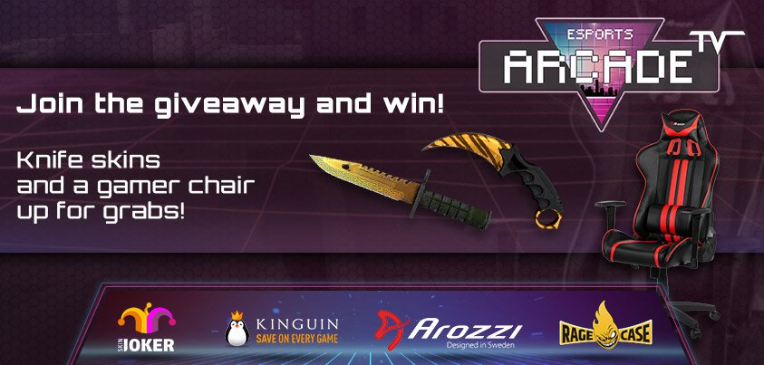 eSportsArcadeTV's tweet photo. Did you know you can get some awesome prizes thanks to @ArozziChairs @KinguinNet @SkinJoker and @RageCaseGG over at https://t.co/YLLsaMg3y1 https://t.co/yejaXNiczJ