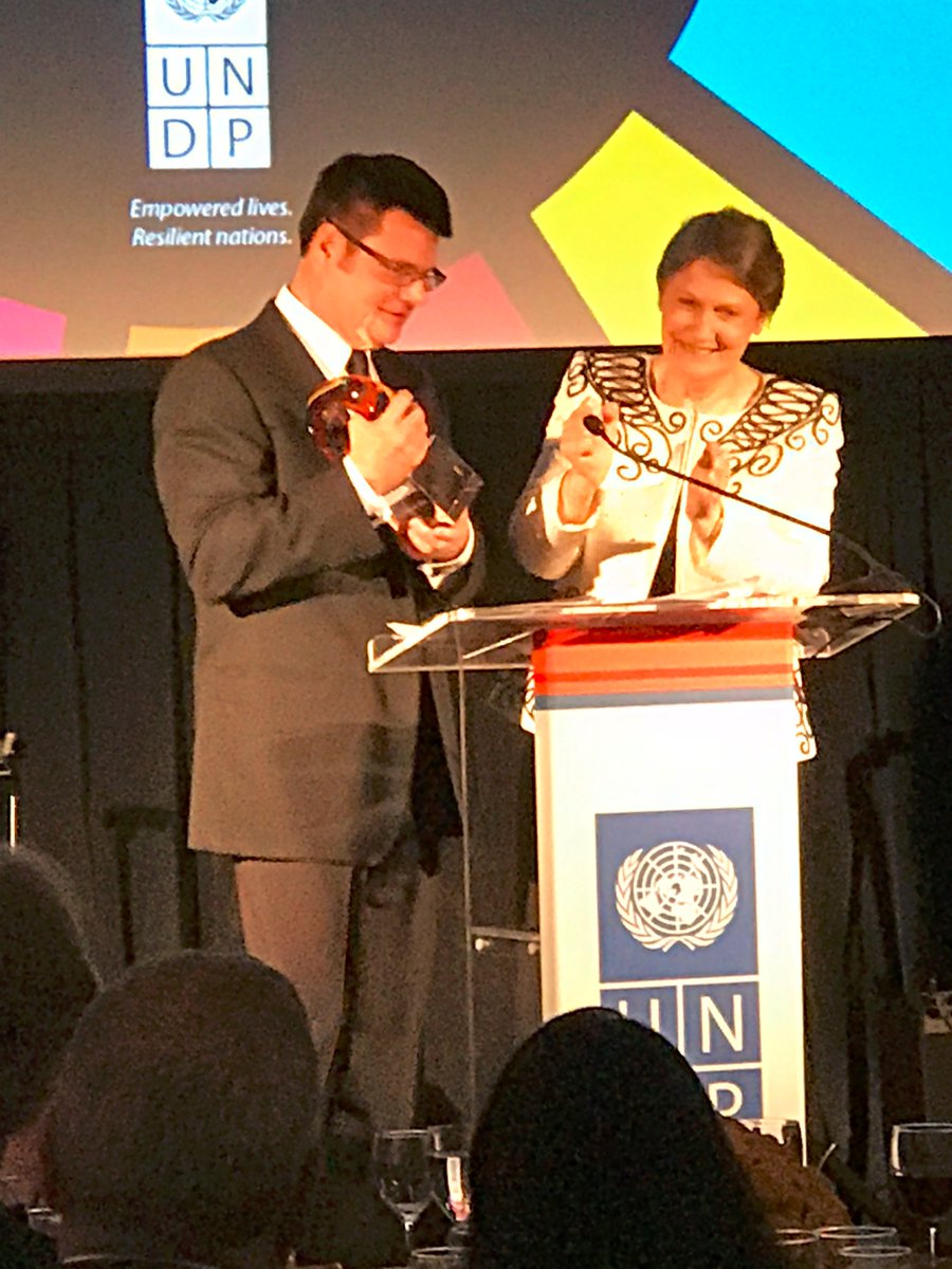 What an honor to receive the <a href="/UNDP/">UN Development</a> People &amp; Planet Award recognizing our many achievements together; accepted by Jeff Martin #Night4Change