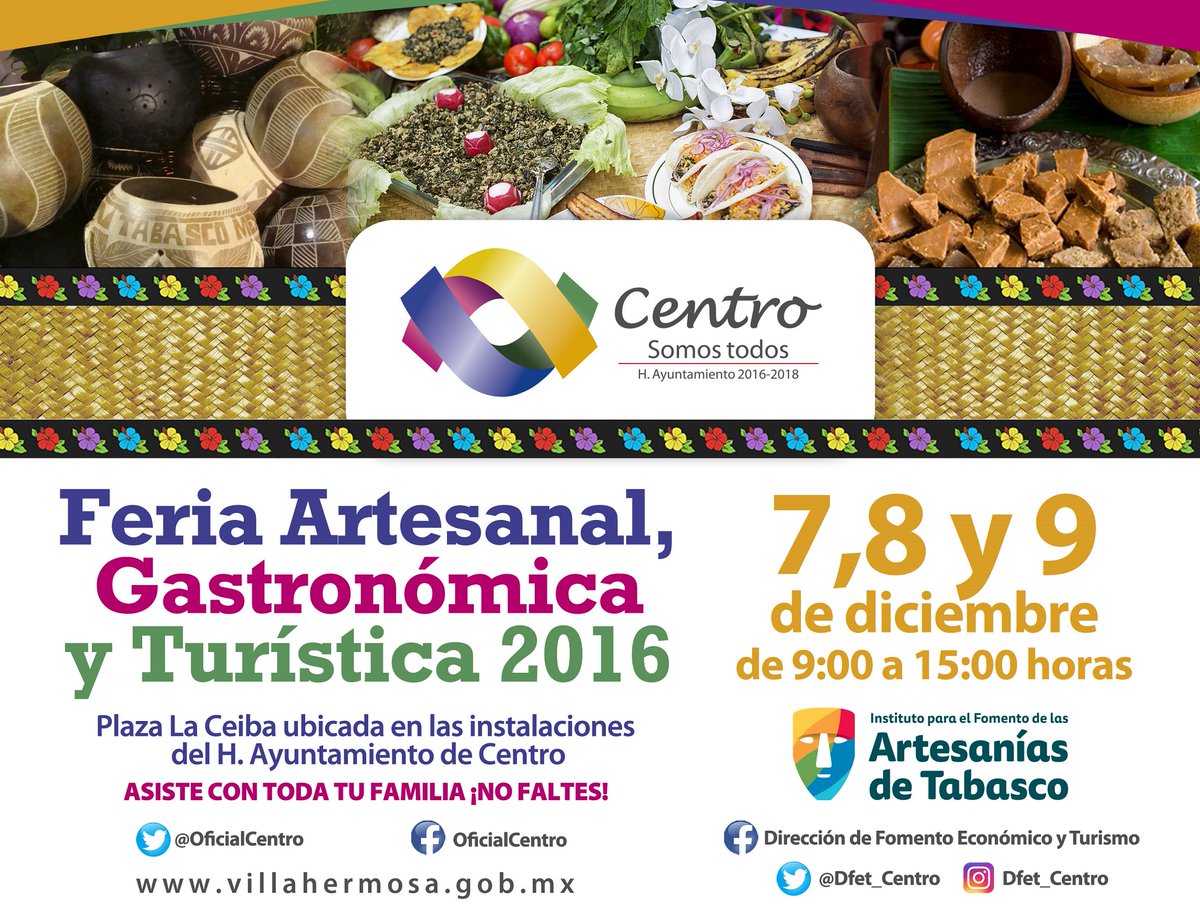 gerardogaudiano's tweet photo. Los invito a la Feria Artesanal, Gastronómica y Turística 2016 en Plaza La Ceiba, en el interior del Palacio Municipal. #CecntroSomosTodos https://t.co/fJzvOmagPy