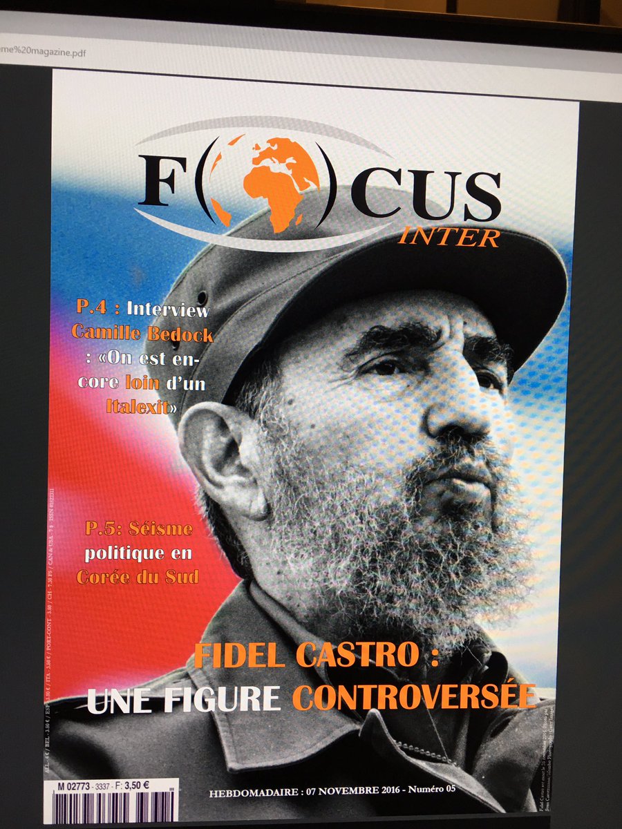 Focus_1ter's tweet photo. #FocusInter Découvrez en avant-première la une du numéro 5 de demain, qui sera disponible sur issuu ! #FidelCastro https://t.co/UaEKWoYuqI