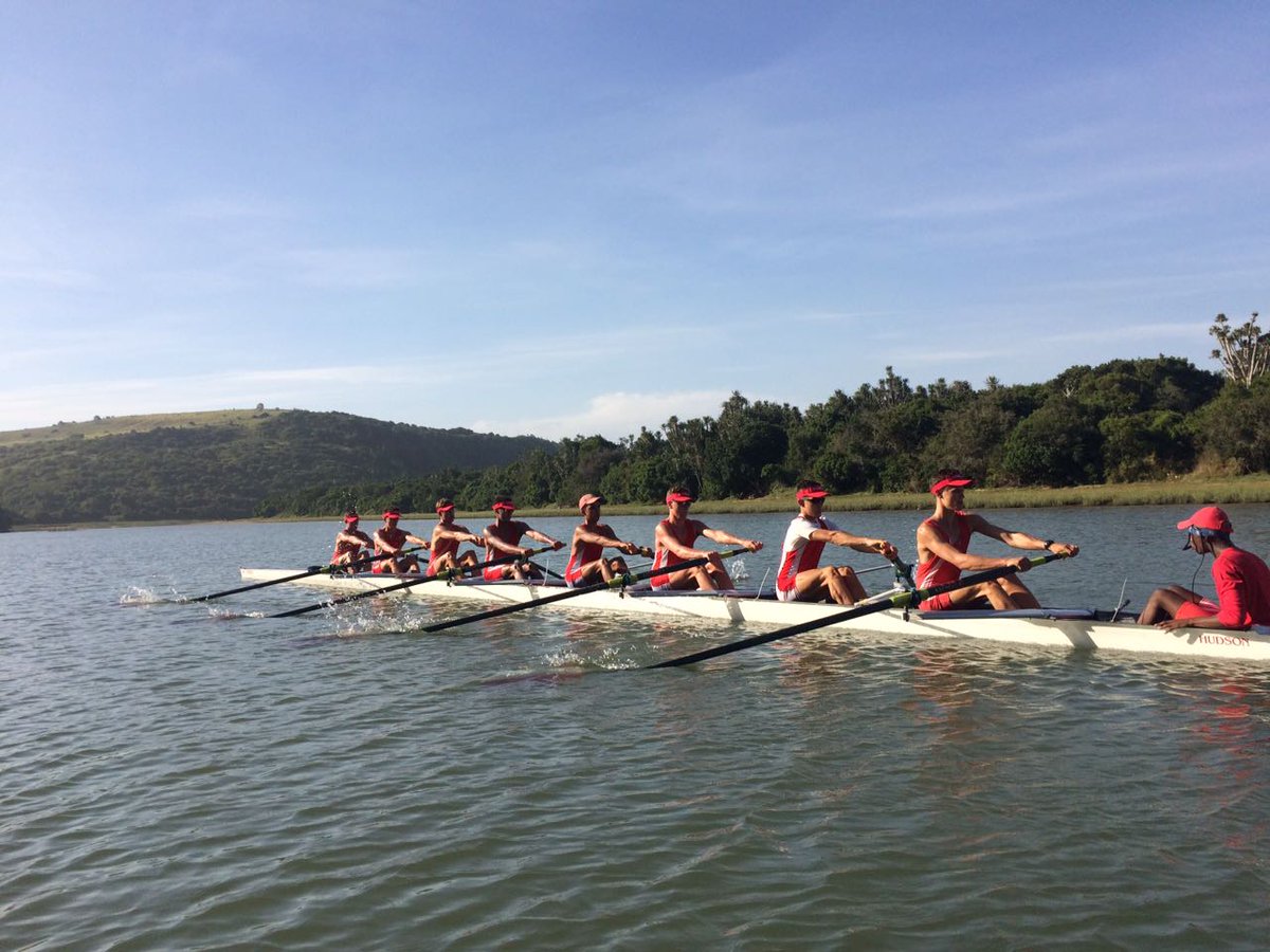 KingEdVIISchool's tweet photo. #RedRowing #BoatRace2016 @KingEdVIISchool 1st 8 first training outing in Port Alfred #TeamRed working hard! @tr3v0r123 @edgoodier https://t.co/ZX8nh9Wwjg