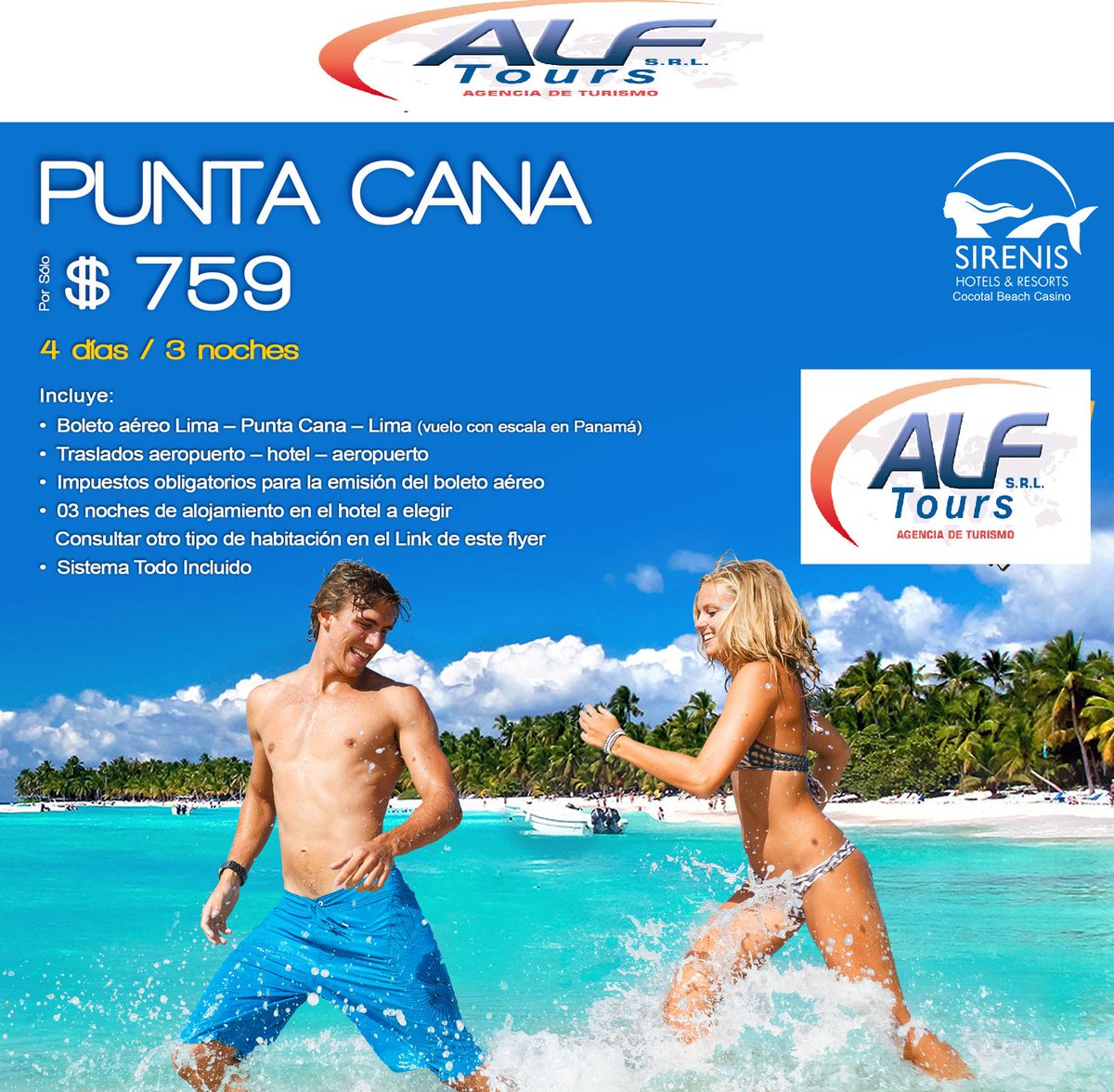 alftours's tweet photo. Viaja a #PUNTA CANA desde $759 por 4 días y 3 noches :) https://t.co/ZZy3L7yLQ2