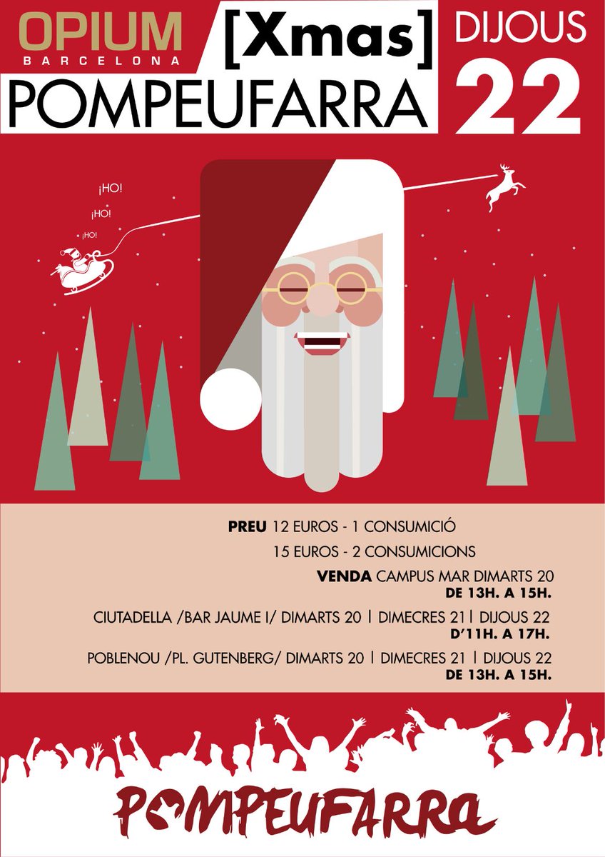 Pompeufarra's tweet photo. El DIJOUS 22 teniu una cita a OPIUM, a la [Xmas] Pompeufarra! https://t.co/V9L26xtpU2