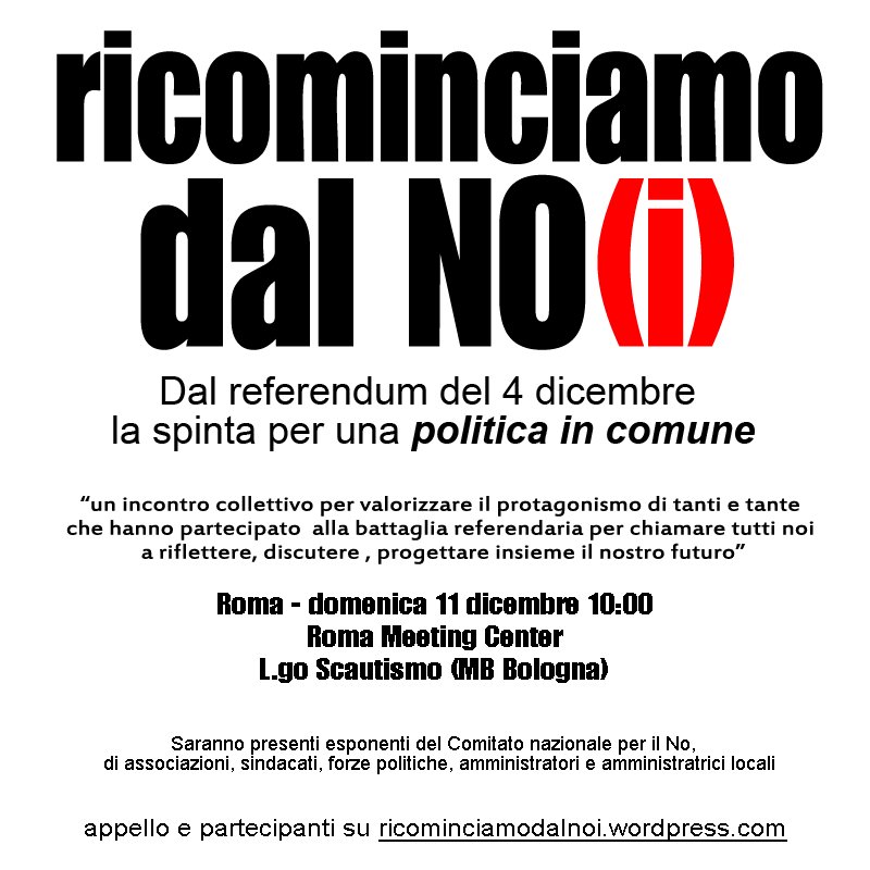 _fabioalberti's tweet photo. Ricominciamo dal NO(i) Roma 11 dicembre #ricominciamodalNOi
https://t.co/GfA3hyHNAs https://t.co/Ya9todlYtZ