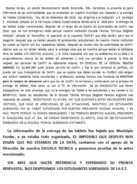OmanaAnthony's tweet photo. @NicolasMaduro Queremos Hacer Una Denunica Presidente Como es posible Que 3 Liceos De Del Estado Carabobo. Valencia Guacara. https://t.co/CoxHnO3N6P