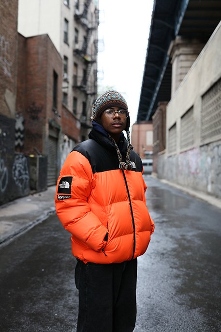 orange supreme north face jacket