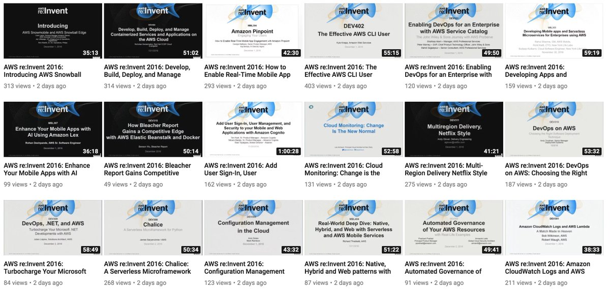 Werner's tweet photo. Over 400 #reinvent sessions have been uploaded to the #AWS youtube channel. Enjoy! https://t.co/tftpgvilaN https://t.co/LLHlRlZBBe