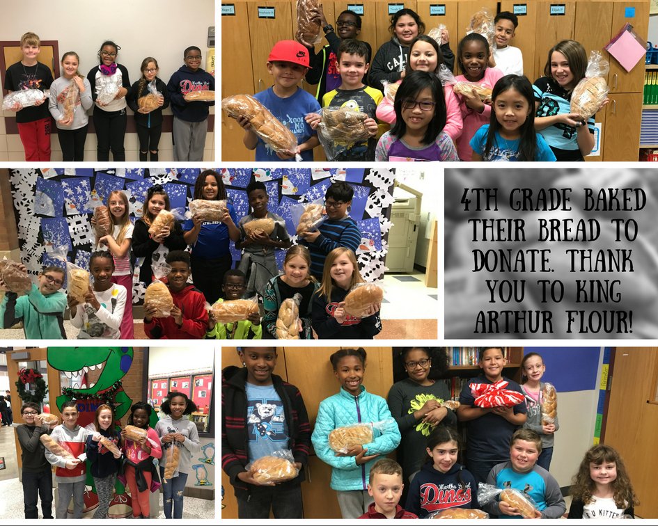 reiddinos's tweet photo. Our 4th Grade class baked bread and donated them. Thank you, King Arthur  Flour for giving them the supplies to do it! https://t.co/UTm7hGY6xX