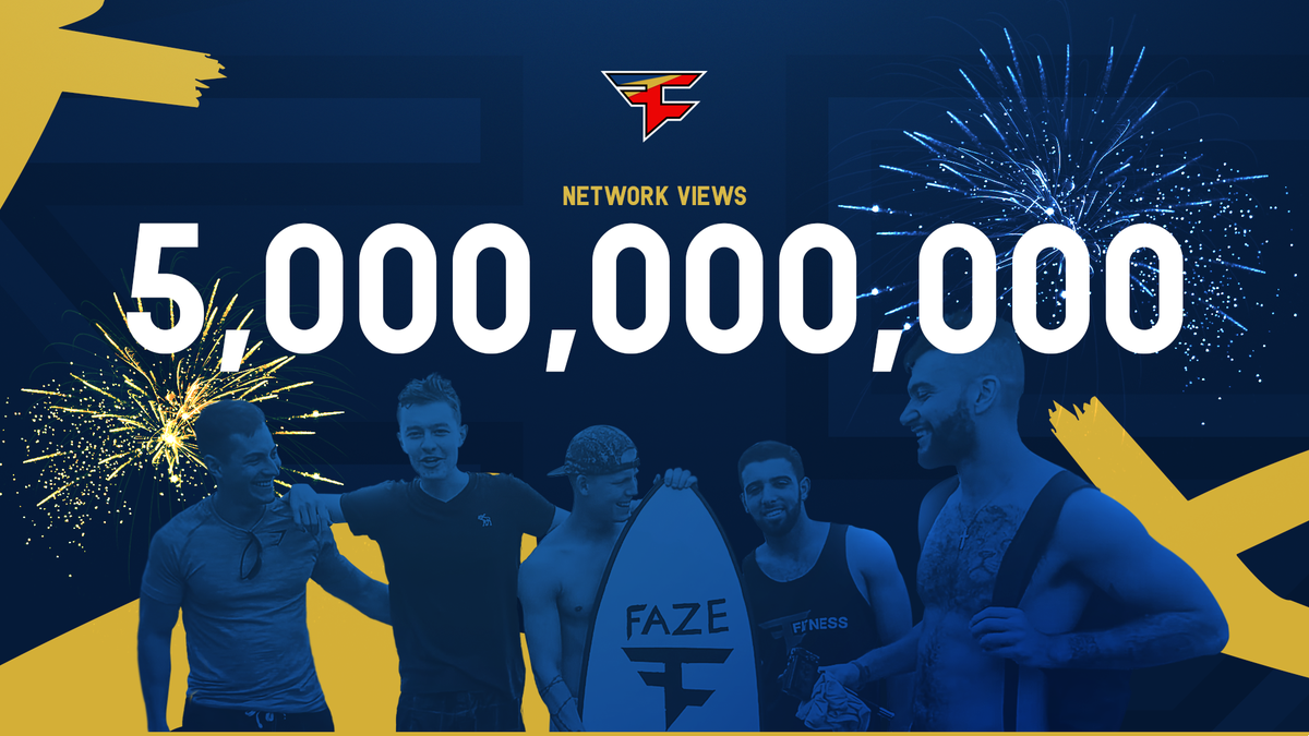 Six years into our history, we have officially surpassed 5 Billion collective views on FaZe Clan videos. Thank you to all those watching!