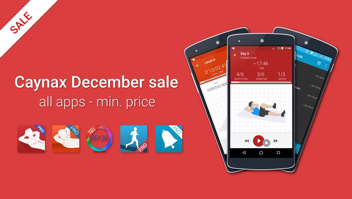 caynax's tweet photo. All Caynax apps (with IAPs) are on December sale at minimal price in each country.
https://t.co/UVIMsAUHSL

#caynax #sale #a6w https://t.co/NphF2gVph1
