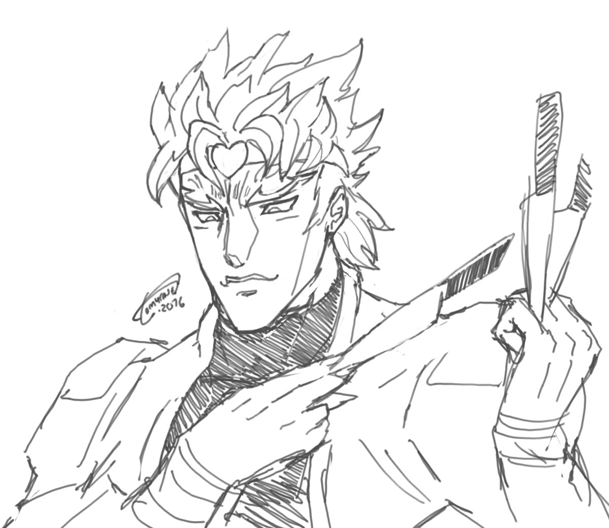 Doodle du soir : Dio, dans le style de l'anime Stardust Crusader ^^ 
