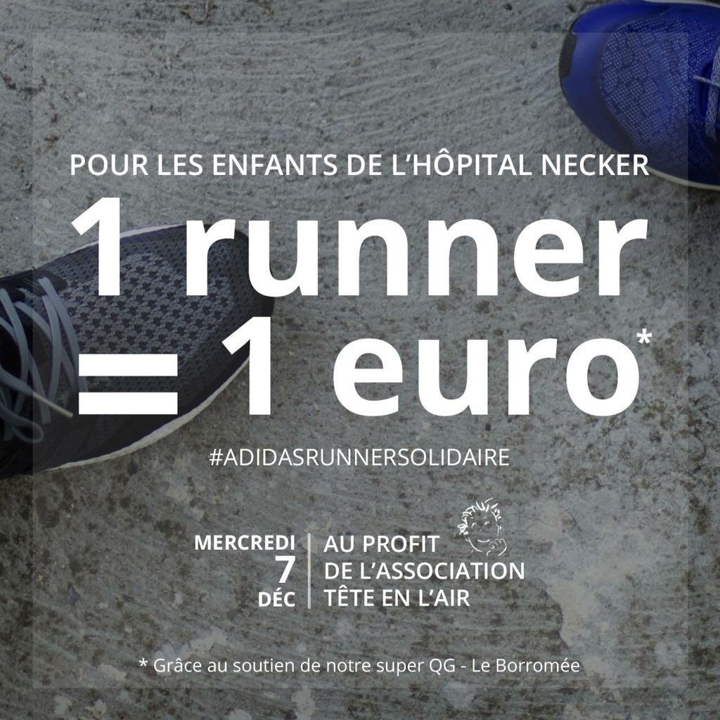 AmelieBernier95's tweet photo. tomorrow #run with #whyirunbirhakeim #solidarity #children #hospital #santaclaus #1runner #1euro @adidasrunning https://t.co/kVdV8dne09