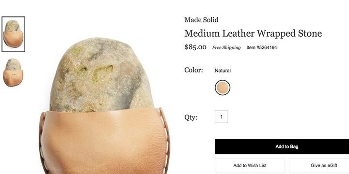 people's tweet photo. Nordstrom is selling a rock in a leather pouch for $85 – and the Internet is very confused https://t.co/rVnsasRdPJ https://t.co/HbzFDiEGbj
