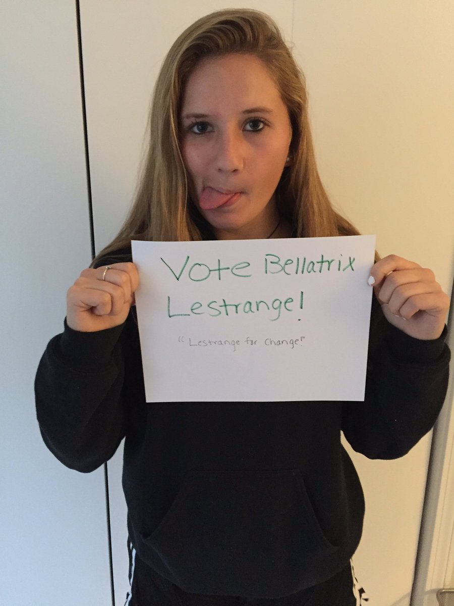 VoteBellatrix's tweet photo. We've got Annie's vote! Do we have yours? Vote Bellatrix Lestrange to be your next president!! #LestrangeForChange https://t.co/wktTccMI3m