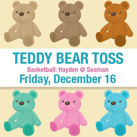 Seaman USD 345 (@seamanschools) on Twitter photo Join our “Teddy Bear Toss” at Dec. 16 home BBall game. We’ll toss stuffed animals on the court at halftime for <a href="/ShawneeSheriff/">Shawnee Co. Sheriff</a> Toy Drive. Join our “Teddy Bear Toss” at Dec. 16 home BBall game. We’ll toss stuffed animals on the court at halftime for <a href="/ShawneeSheriff/">Shawnee Co. Sheriff</a> Toy Drive.