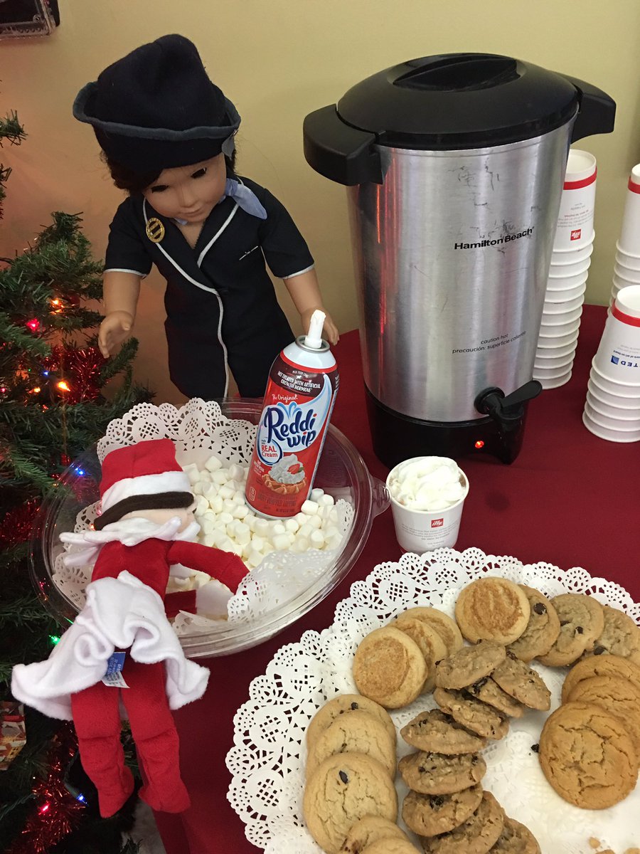 ArtemisUAL's tweet photo. Uh oh, looks like #PaxtheElf is getting a sugar high on the complimentary hot coca and fixings today at #UAIFSbaseLAX! #busted #retrouniform https://t.co/TJ84NVrMlp