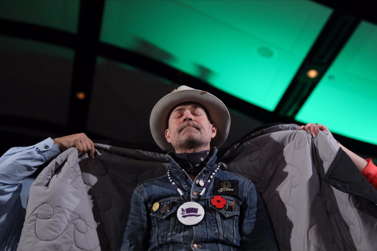 Thank you to <a href="/AFN_Updates/">AFN</a> and National Chief <a href="/perrybellegarde/">Perry Bellegarde</a> for the incredible honour today. Grateful. #themanwhowalksamoungthestars