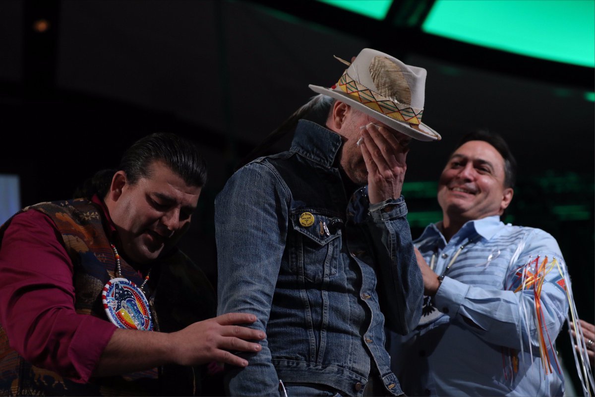 JustinTrudeau's tweet photo. I was deeply moved to witness @gorddownie being honoured for his work on reconciliation today at the Assembly of First Nations. https://t.co/DbERzOBxuo