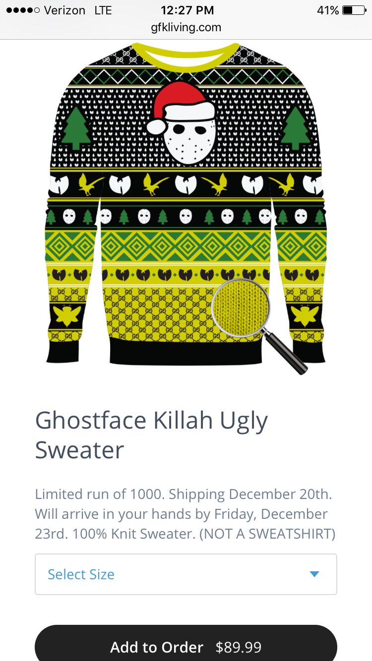 Ghostface Killah on X GFK UGLY CHRISTMAS SWEATER LIMITED EDITION ON https t 8a1hXX1Dk6 https t nvcENZOWQo X
