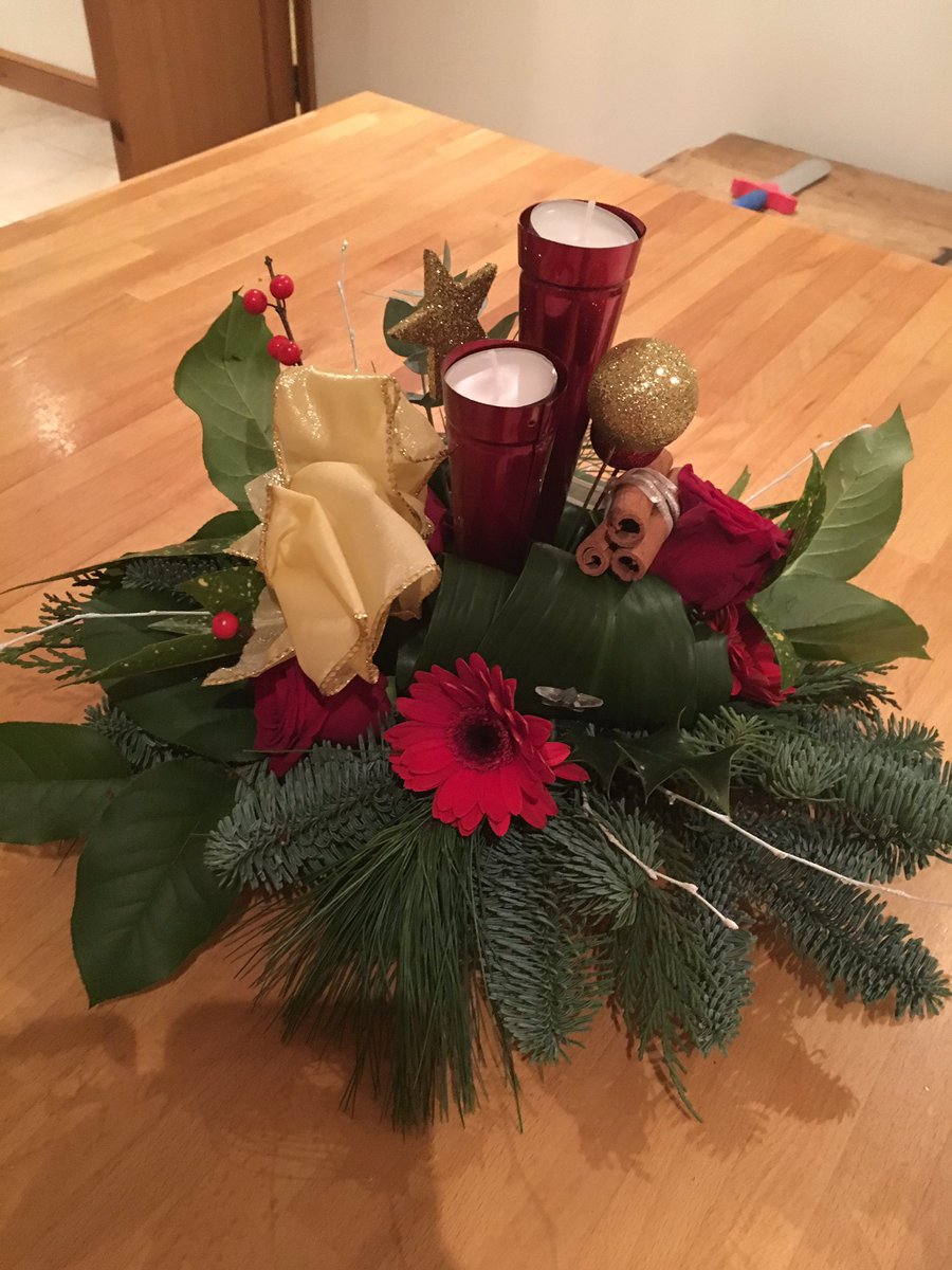 Fabulous &amp; festive! What a treat at tonight's <a href="/WardyHillWI/">Wardy Hill WI</a> Xmas meeting: table centrepiece masterclass from Madeline Bradley floral design