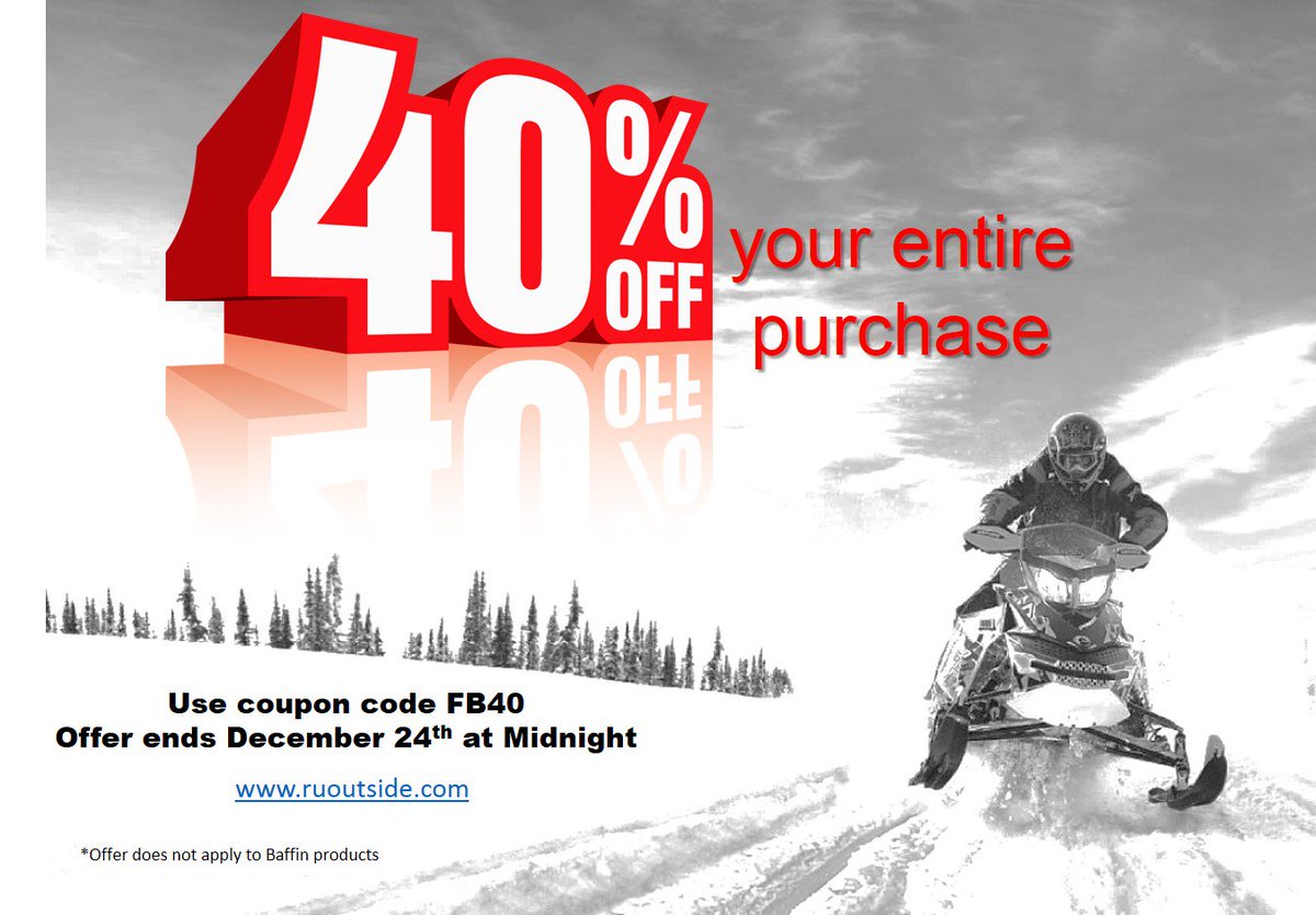 ruoutside's tweet image. Now until Christmas eve we will be offering 40% off  
Use coupon code - FB40 for the great deals at - ruoutside.com