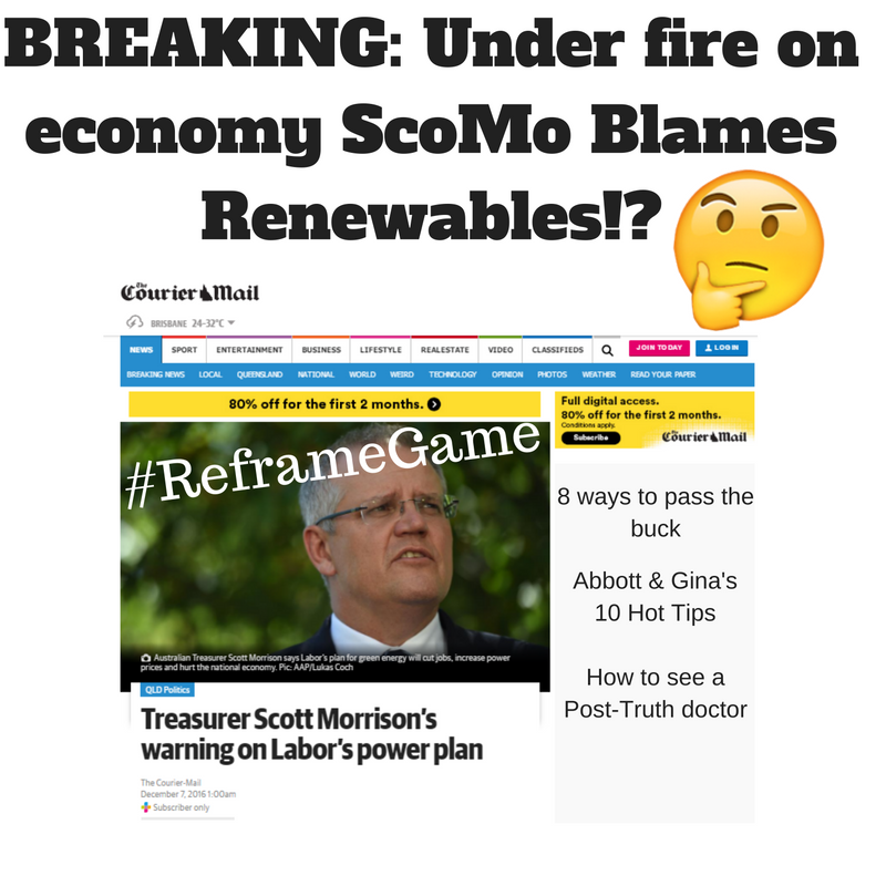 Yes2Renewables's tweet photo. BREAKING: How to pass the buck by @ScottMorrisonMP #ReframeGame #Auspol #DefendRenewables https://t.co/awhqmVvLA0
