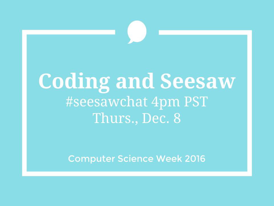 EHSMrsJ's tweet image. Hey #gafechat #Gafe4Littles, join us for Coding &amp;amp; @Seesaw Thurs. at 4PST/6CST!  #seesawcoders #hourofcode #CSEdWeek #seesawchat