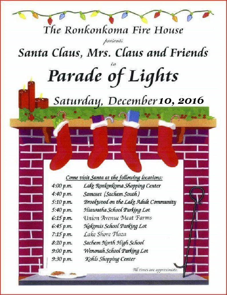 MatthewDinson's tweet photo. Ronkonkoma Fire Dept's Parade of Lights on THIS Saturday starting at 4:00pm. Come down and have some fun. #RonkonkomaFD #ParadeOfLights https://t.co/E6Q8BQ93ky