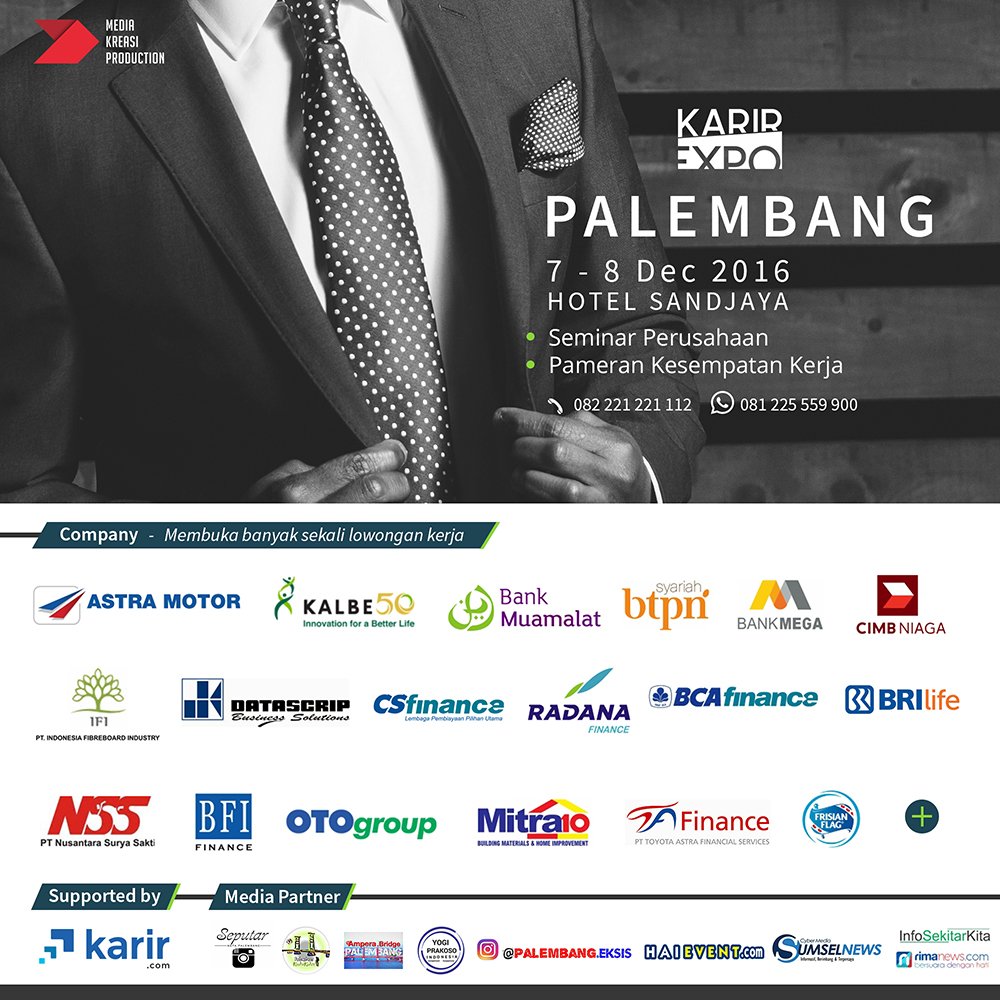 Hari ini ! banyak sekali lowongan kerja di Karir Expo Palembang, bener nih masih mau nganggur? :) #byebyenganggur <a href="/IKAMMAUNSRI/">PALEMBANG,SUMSEL</a>