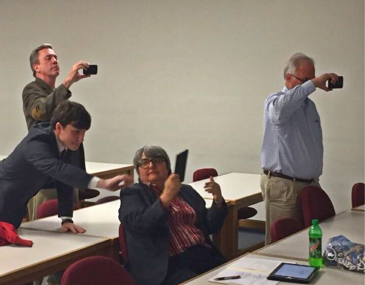 visualize_UA's tweet image. Spotted! - UA faculty learn to augment their world in our presentation today #demo #STEM #bama #engineering