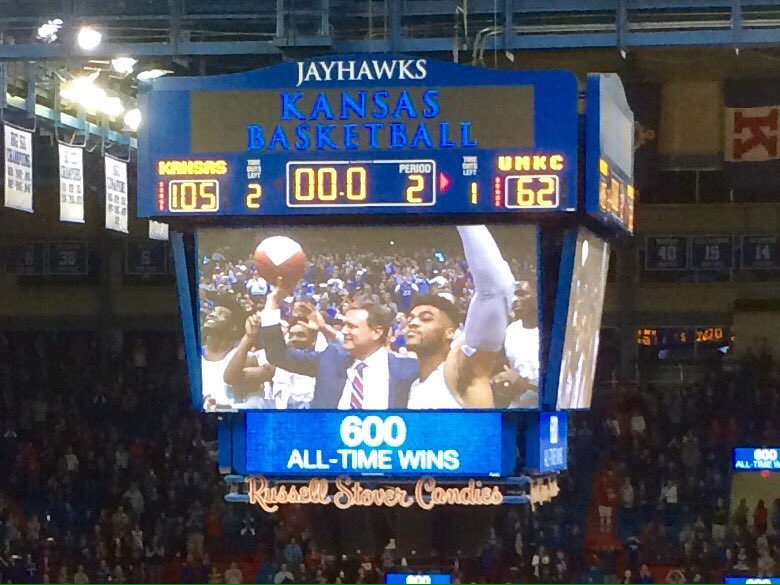 kckidder's tweet photo. Coach Self gets 600th career win. https://t.co/Iz7SSvQIVU