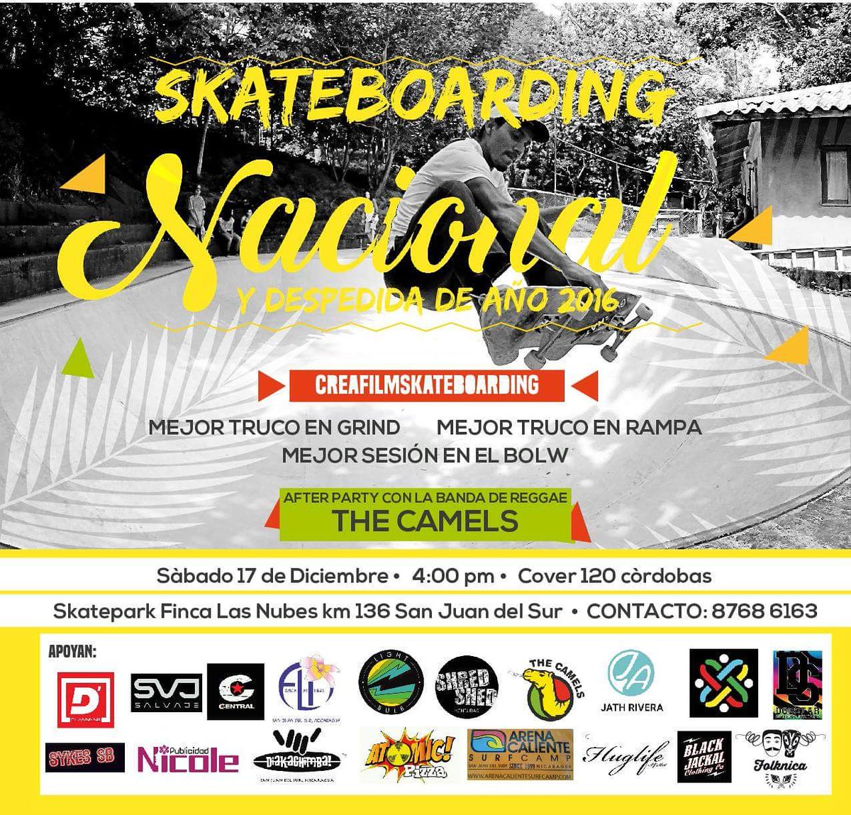 Crea_Films's tweet image. Competencia Centroamericana 2016  Diciembre, 17 skatepark finca las nubes. 
San juan del sur km136 
Cover 120