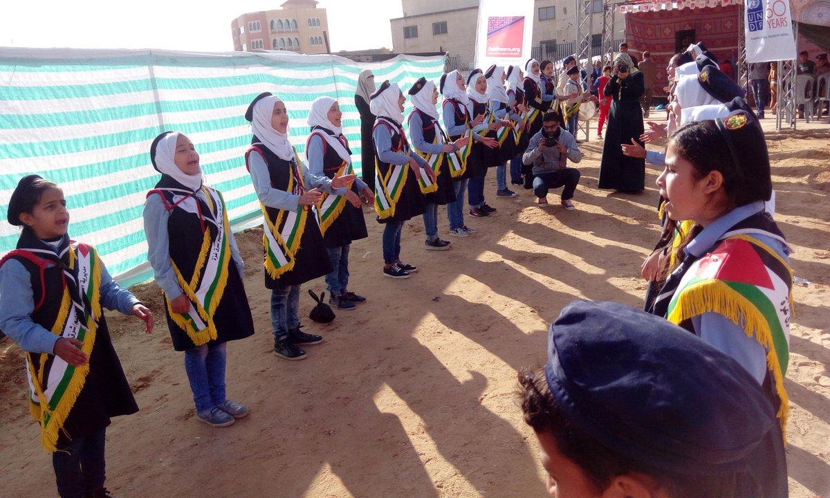ShSwerki's tweet photo. we celebrate cornerstone of first totally damaged, child-freindly school to be built by @UNDPPalestinian funded by #QDF 
#MoreThanClass https://t.co/GsFWholZYn